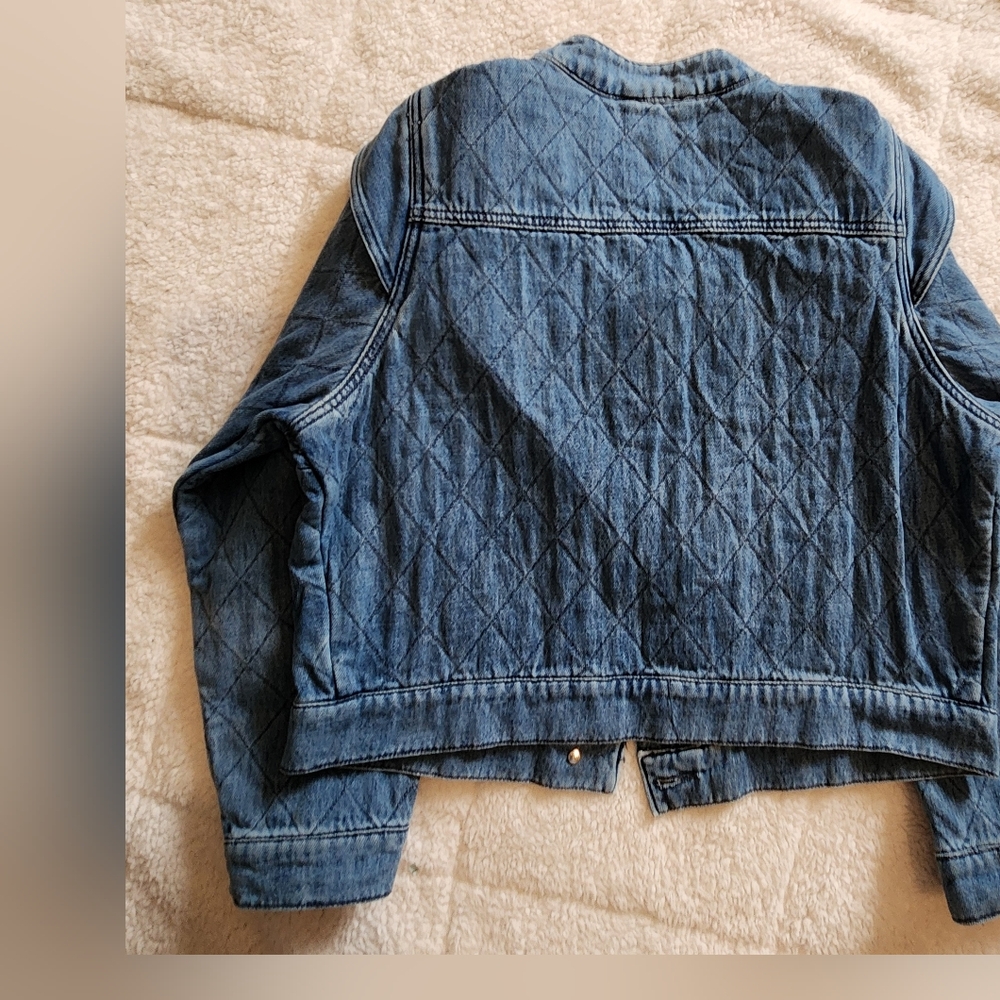 Dear John Kit Quilted Cropped Denim Lady Jacket Size Large Courtney Jean Jacket - Picture 6 of 6